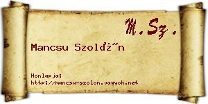 Mancsu Szolón névjegykártya